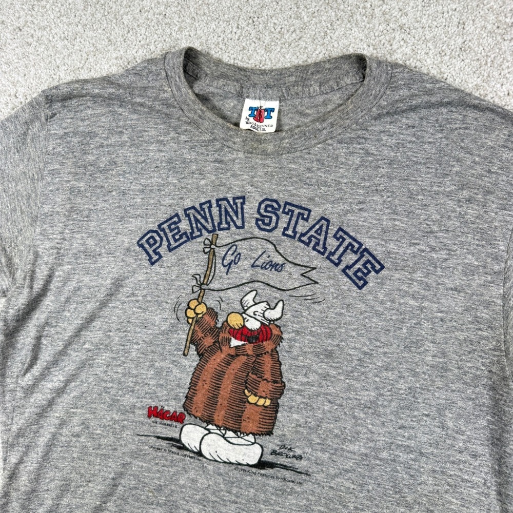 TNT Penn State T Shirt Mens XL Gray Vintage 1985 Hagar the Horrible Go Lions